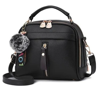 

PU Leather Handbag For Women Girl Tassel Messenger Bags With Ball Bolsa Female Shoulder Bags Ladies Party Crossby Bag