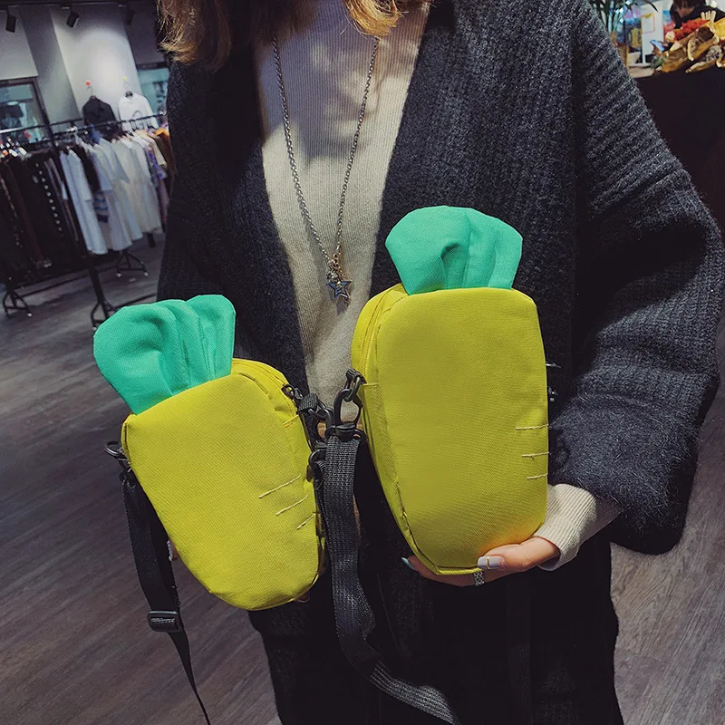 

Soft Girl Cute Playful Carrot Shoulder Bag Cartoon Animation Creative Wallet Mobile Phone Bag Radish Shoulder Bag