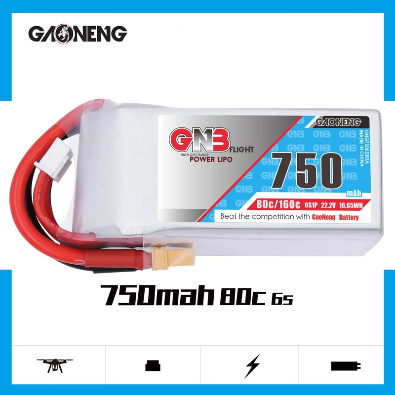2 шт. Lipo аккумулятор Gaoneng GNB 750 мАч 6S 22 в 80C/160C HV XT30 XT60 для радиоуправляемого
