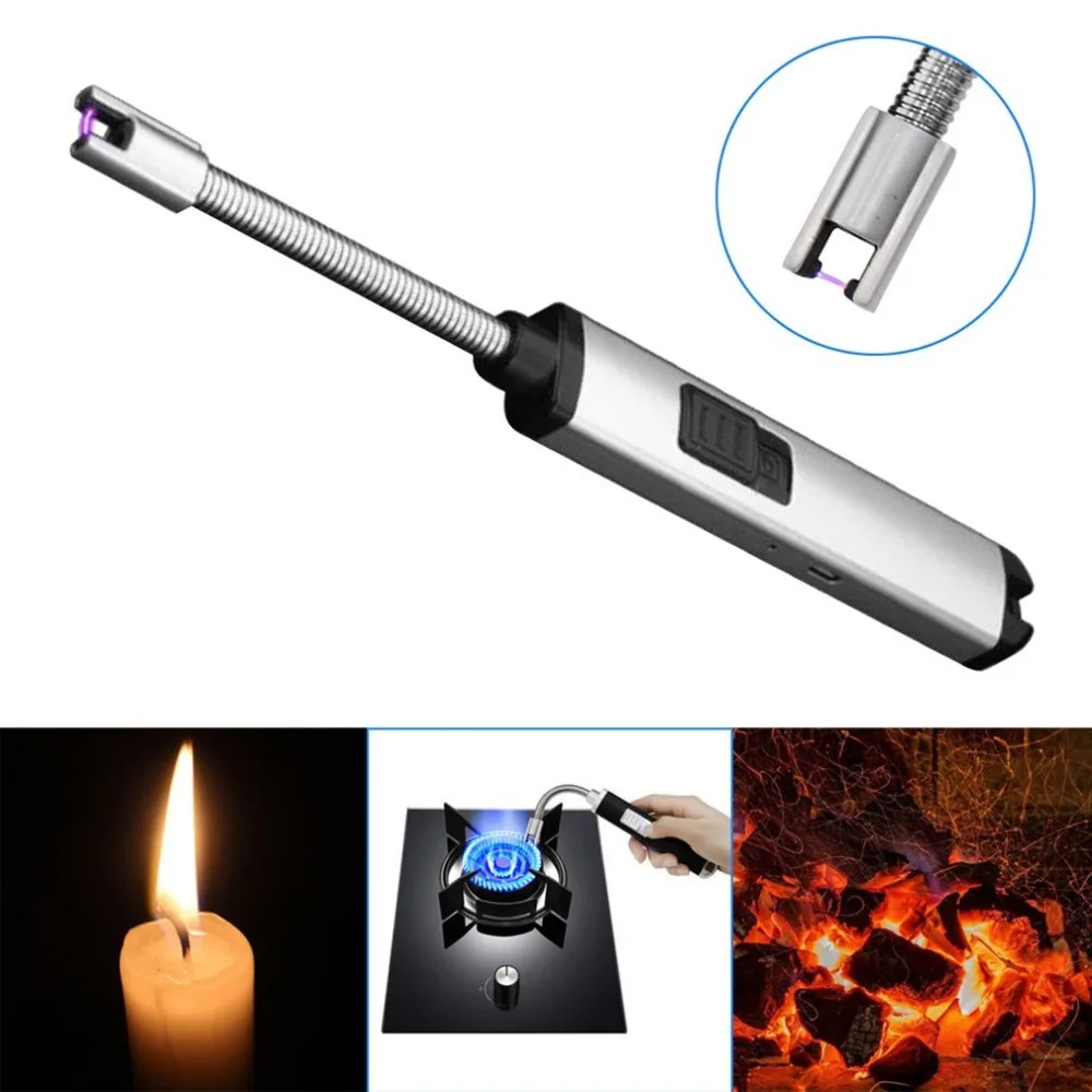 360 градусов барбекю свеча Зажигалка для газовой плиты пушки USB дуговая Зажигалка Беспламенное ветрозащитное безопасное перезаряжаемое кухонные зажигалки