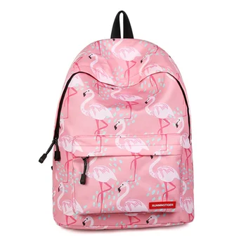 

Women Laptop Backpack Simple Basic Girls Female Canvas School Book Bags Hot Sole Flamingo Printed Travel Rucksack Mochilas