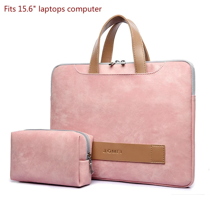 Pink-15.6 Женский кожаный портфель для ноутбука, Офисная сумка, портативная ультратонкая сумка для компьютера, мужская сумка-мессенджер, портфель s, сумки для ноутбука, Portafolio - Цвет: Pink-15.6