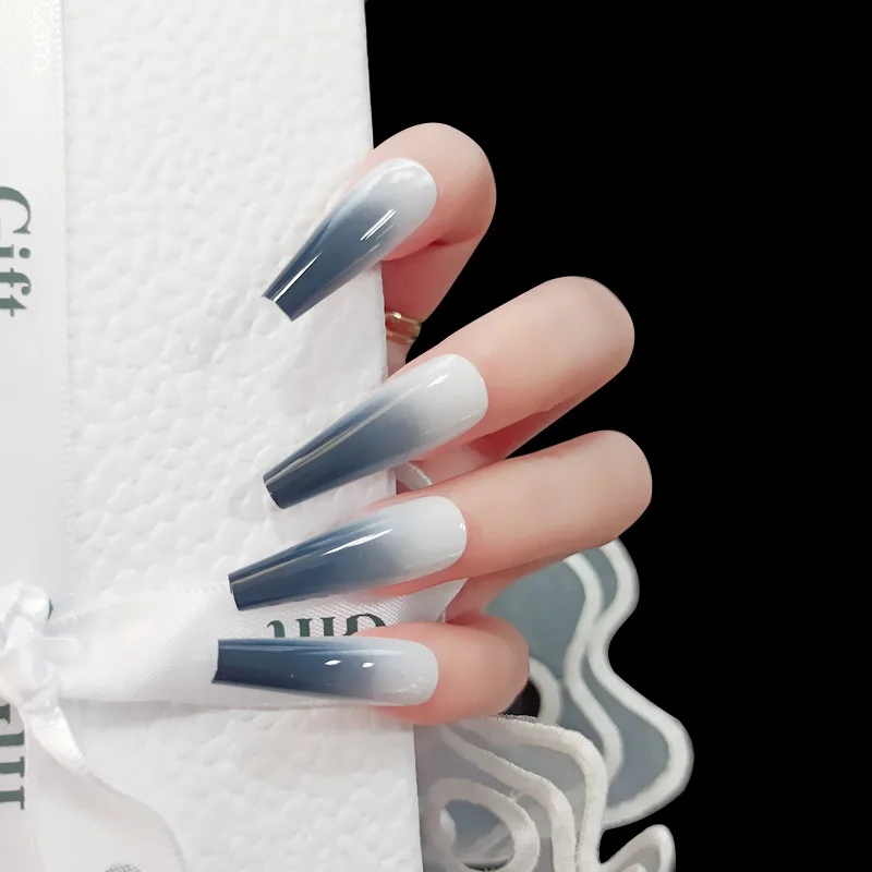 

Super Long Fake Nails Coffin Matte Gradient Artificial Plastics Press on Nails False Girls Ballerina Full Cover Fingernails Tips