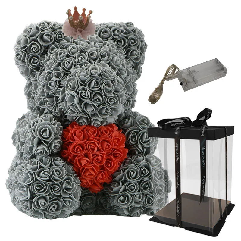 Лучшие DIY подарки на день Святого Валентина 35 см Черная роза медведь с горячим красным сердцем и прекрасная корона для подруги жены любовника детей