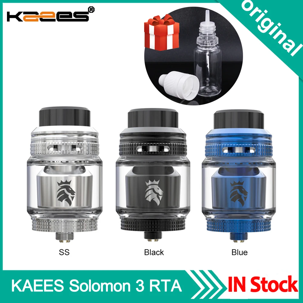 

Original KAEES Solomon 3 RTA Tank 25mm Top Airflow Atomizer 3.5ML 5.5ML Single/dual Coils Build E Cigarette Atomizer For 510