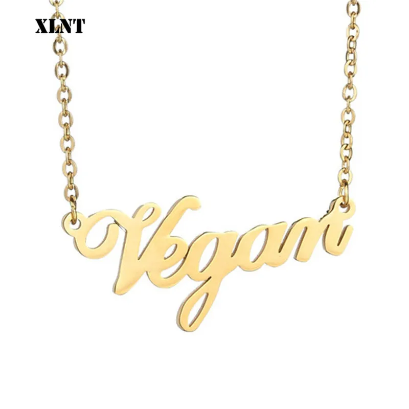 XLNT Vegan ювелирные изделия вегетарианский символ посеребренные буквы веганское ожерелье веганский стиль жизни подарок ювелирные изделия для женщин