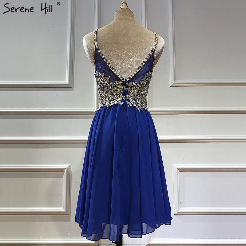 Blue Sleeveless Crystal Sexy Cocktail Dresses Fashion Knee-Lenght Party Gowns Serene Hill LA60954