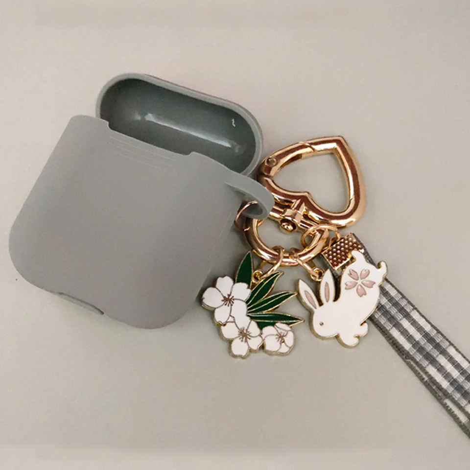 Милый корейский Кролик цветок силиконовый чехол для Apple Airpods 1 2 Аксессуары bluetooth наушники чехол для наушников Декор брелок