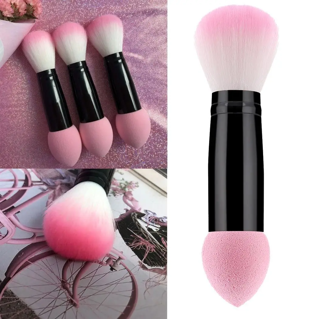 Мягкая кисть для румян с двойной головкой, кисти для макияжа, косметические кисти, инструмент для нанесения основы, румяна, рассыпчатая пудра, розовый алюминий, 15 г