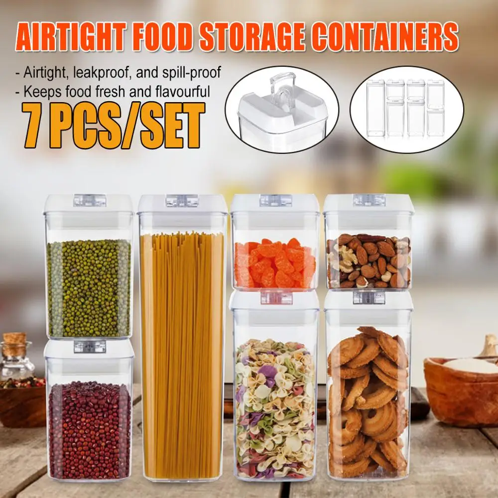 Airtight Food Storage Containers Set - 7 PC - Pantry Organization