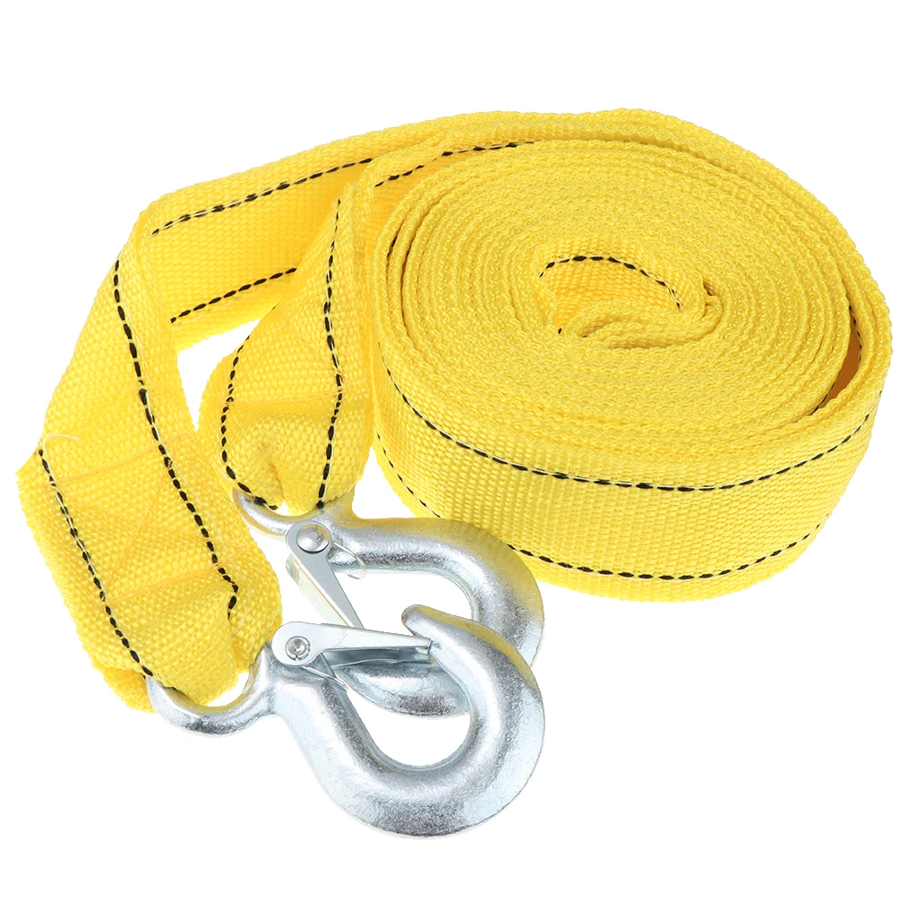 4M 5 Ton Car Tow Cable Strap Hooks Emergency Towing Pull Rope