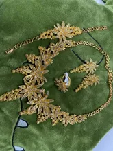 Conjunto de joyería nupcial para mujer, conjunto de collar para mujer, pendientes africanos, anillos indios, pulsera de oro de Dubái, accesorios de boda al por mayor