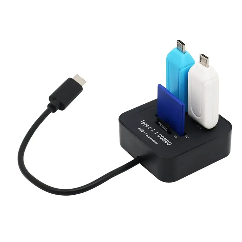 Кардридер USB 3,1 type-C Все в одном SD/Micro SD/TF компактная флеш-карта памяти Адаптер Тип C OTG SD кардридер - Цвет: Черный