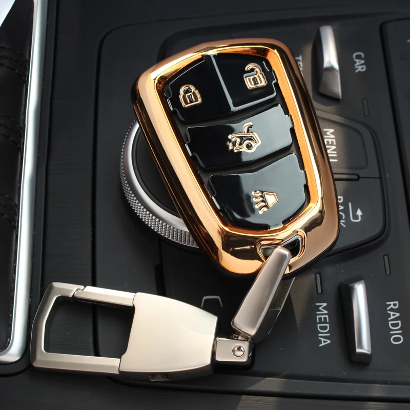Чехол для ключа автомобиля KEYYOU для Cadillac Escalade ESV XTS ATS CTS SRX 6BT CT6 ATS-L XT5 BLS брелок для ключей, автомобильный держатель