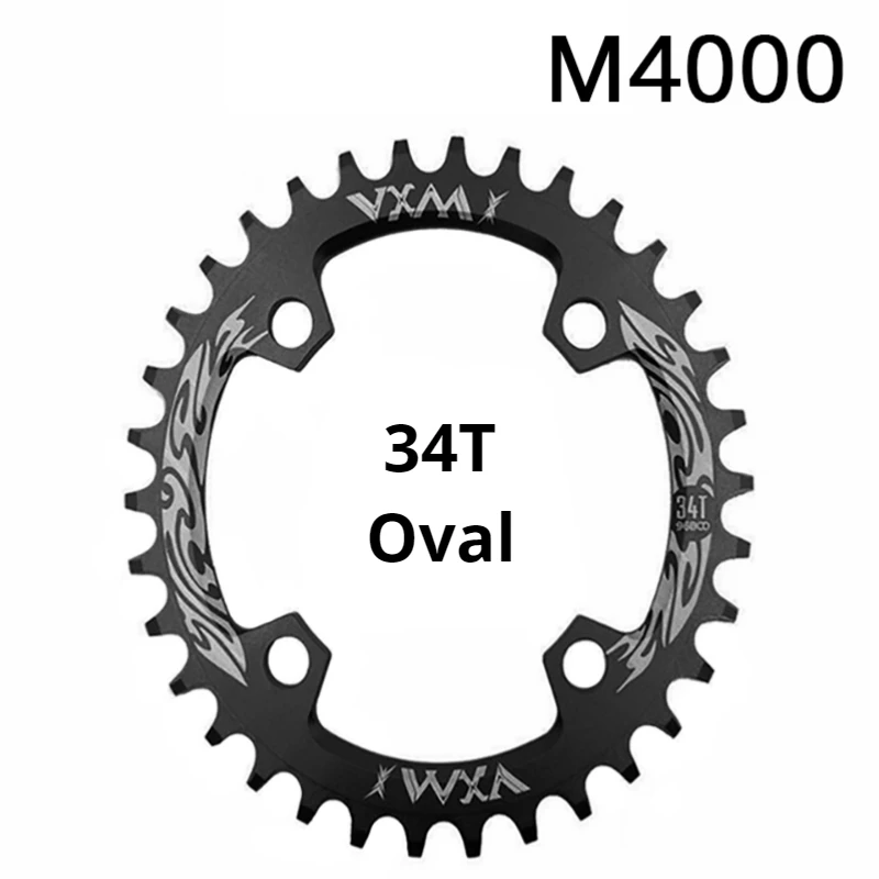 VXM 32T 34T 36T 38T Овальный шатун 96BCD Овальный алюминиевый сплав цепное кольцо велосипедная Звездочка для M4000 - Цвет: 34T Black Oval