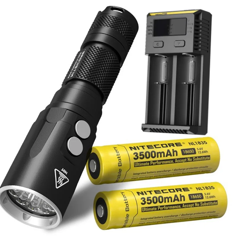 NITECORE DL20 светильник-вспышка для дайвинга CREE XP-L HI V3 max 223 лм наружный фонарь 100 м Водонепроницаемый погружной светильник для дайвинга - Испускаемый цвет: DL20 2 X NL1835 I2