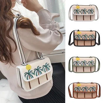 

Fashion Mulit Style Straw+Leather Handbag Women Retro Embroidery Shoulder Crossbody Bags Bohemian Woven Beach Bag Torebka Damska