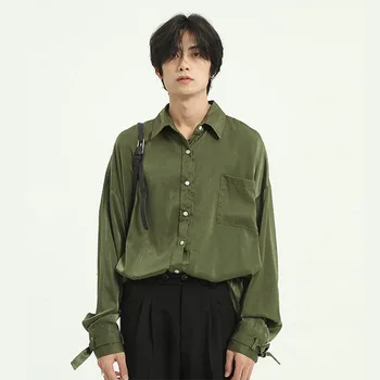 

Men Vintage Fashion Long Sleeve Casual Shirt Male Women Couple Streetstyle Hip Hop Retro Dress Shirts