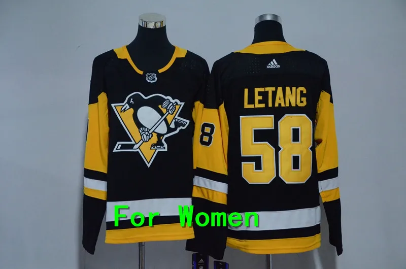 Женская одежда для взрослых с вышивкой Питтсбург#87 Sidney Crosby 71 Evgeni Malkin 58 Kris Letang 81 Phil Kessel Jersey - Цвет: Слоновая кость