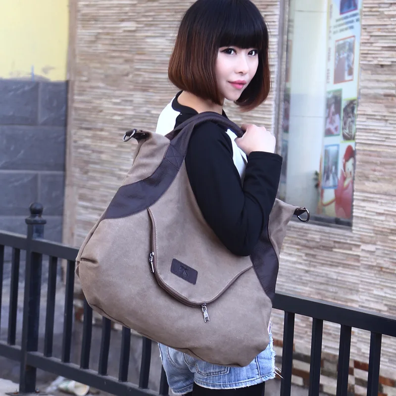 Retro Canvas Women Handbag Large Capacity Solid Shoulder Messenger Women's Bags Literary Simple Wild Casual Portable Bag