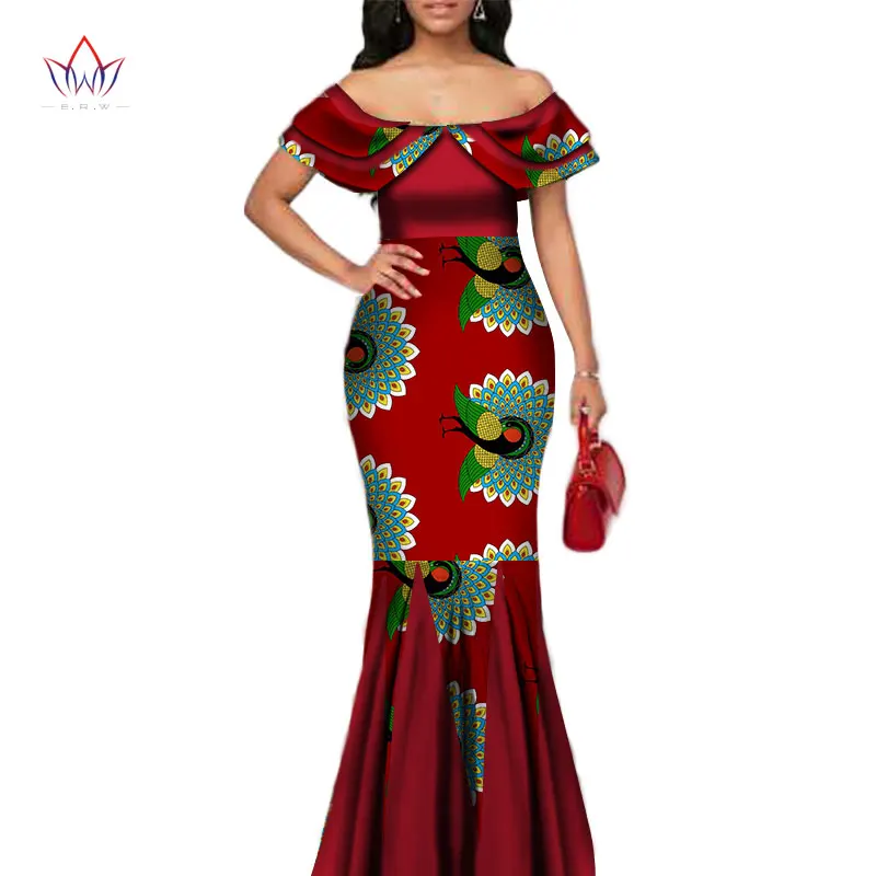 Модное Длинное платье русалки с принтом в африканском стиле для женщин Bazin богатый пэчворк Питер Пэн Colla платья африканская Дизайнерская одежда WY3272 - Цвет: 10