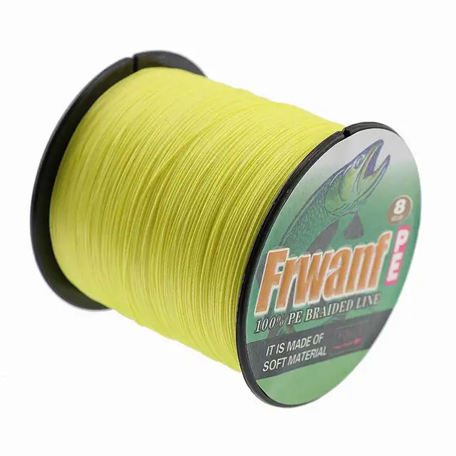 Frwanf 8 Strand Japan Super Strong PE Braided Fishing Line Multifilament Fishing Line 500m Braid Thread Black 8 Braid 6LB -300LB Yellow