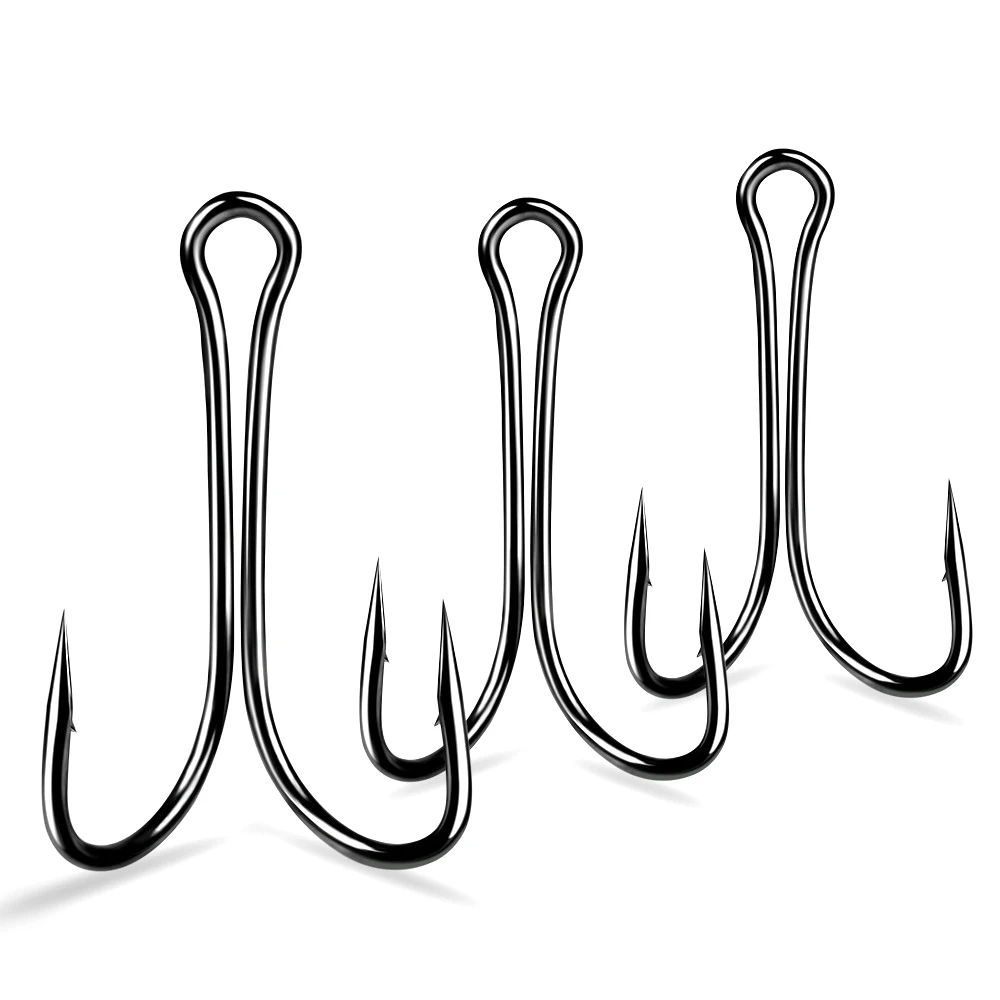 Dual Hook with Barbed Anchor 50Pcs High Carbon Steel Double Fishing Hooks Fly Tying Jig Fishhook for Bass Carp | Спорт и развлечения