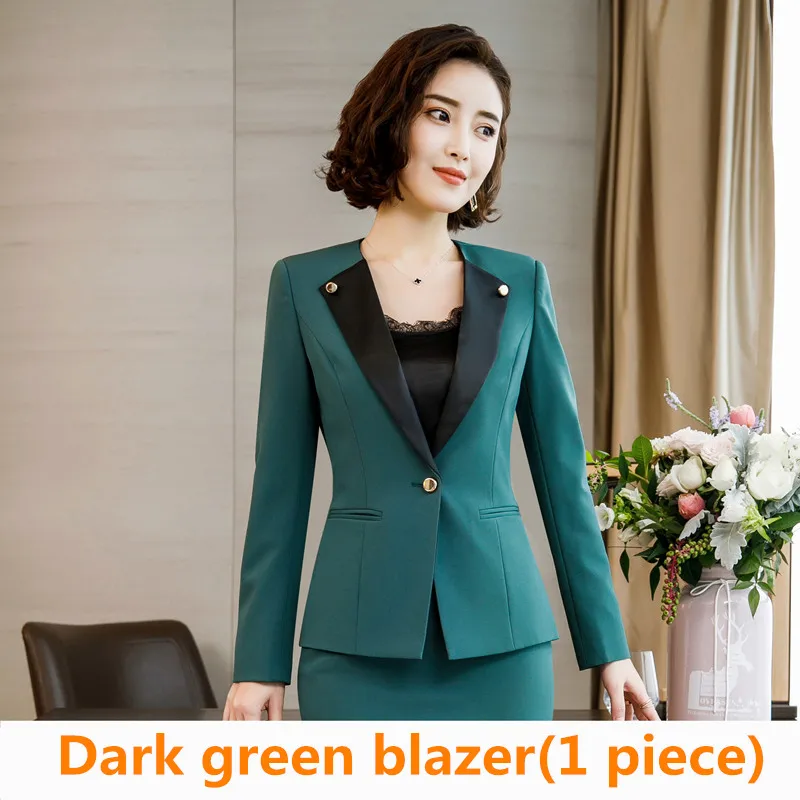 Зеленый, черный цвет костюм Блейзер Куртка для женщин осень зима 2019new элегантные офисные женские пальто с длинными рукавами костюмы для женщин - Цвет: Green blazer
