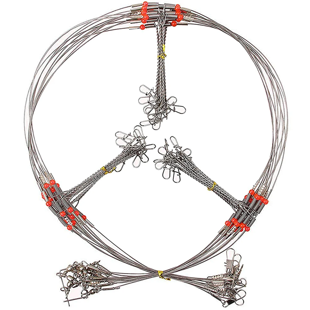 

Shaddock 24Pcs/Bag Stainless Steel Fishing Wire Leader Rigs Trace With Swivel Snaps Beads Arms Fishing Rigs Tackle Accessories