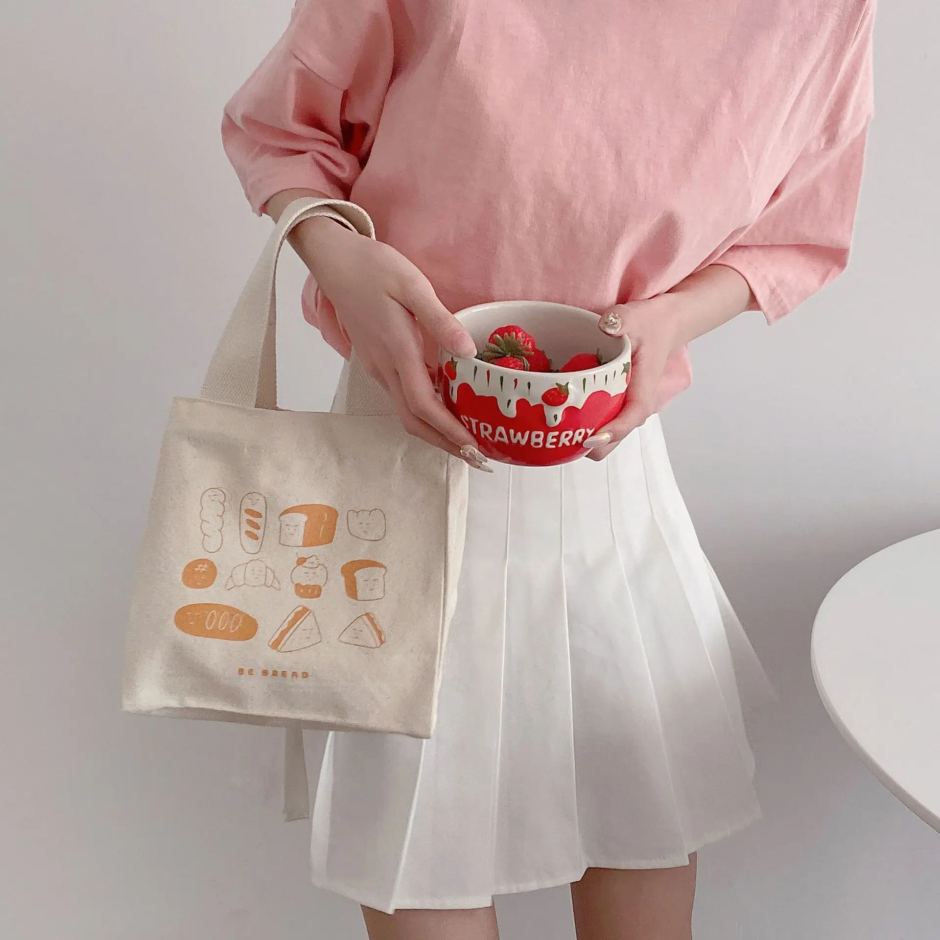 PIKADINGNIS Canvas Tote Bag for Women Lunch Bag Tote Bag Aesthetic Purses  Handbags Simple Modern Lunch Box with Multiple Pockets