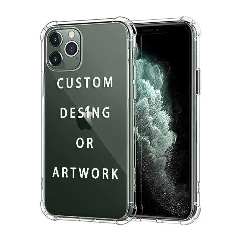 

Custom DIY Transparent 3D Shockproof Thick Phone Cases Cover for iPhone 11 pro Xs Max xr 6s 7 8 Plus Soft Silicone Case