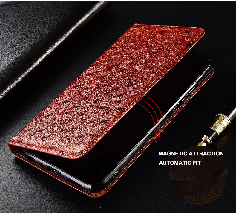 For iPhone 13 14 Pro Max i14 i13 pro Ostrich Veins Genuine Leather Flip Cover Case For iPhone 13 Mini 13Pro iphone 12 pro max silicone case