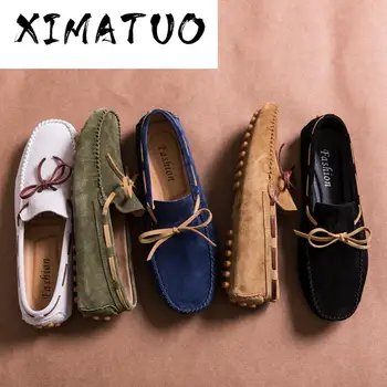 

Designer Suede Leather Lace Up Men Casual Shoes High Quality Soft Mens Loafers Moccasins Italian Fashion Driving Shoes Big Size