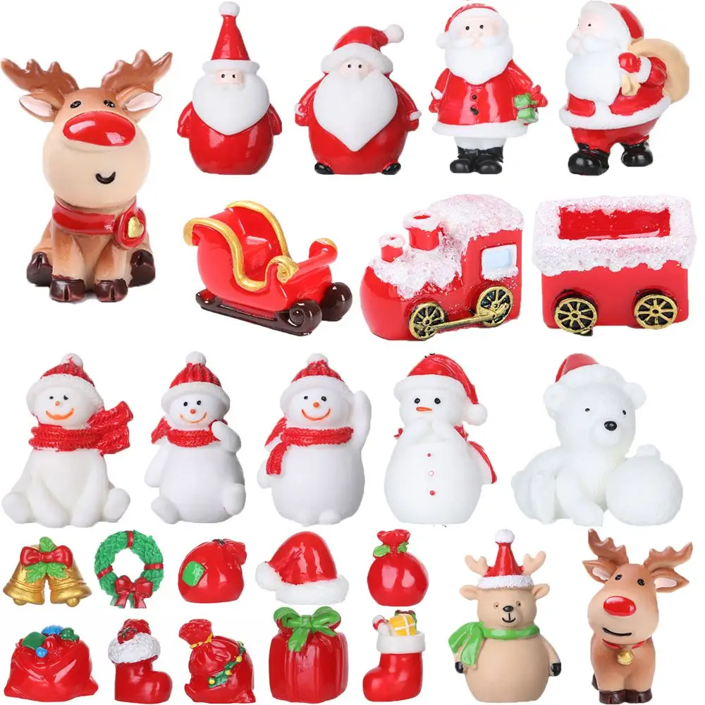 

1PC Toys Home Decorations Deer Fairy Garden Micro Landscape Xmas Tree Christmas Figurines Santa Claus Miniature Snowman