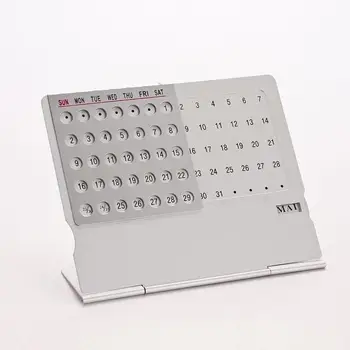 

1pc Aluminum Calendar Card Perpetual Calendar Mini Ultra-thin Metal Desktop Calendar English Office Calendars Supplies