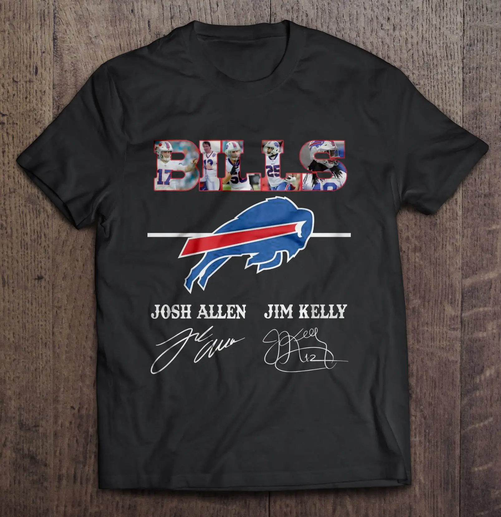 

Buffalo Print T-Shirt Short Sleeve O-Neck Bills Josh Allen Jim Tshirts