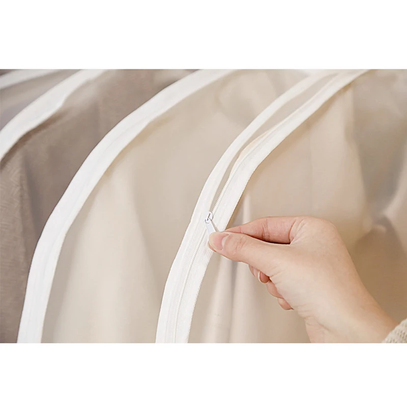 Long Hanging Clothes Dust Cover Side Open Zipper Garment Suit Dress Jacket Coat Dustproof Cover Protector Wardrobe Storage Bags 4