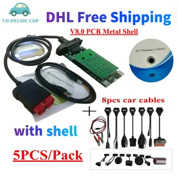 

DHL 5PCS/Pack NEW VCI 2017R1 new software VD DS150E CDP vd tcs cdp pro with bluetooth for delphis obd2 diagnostic tool with usb