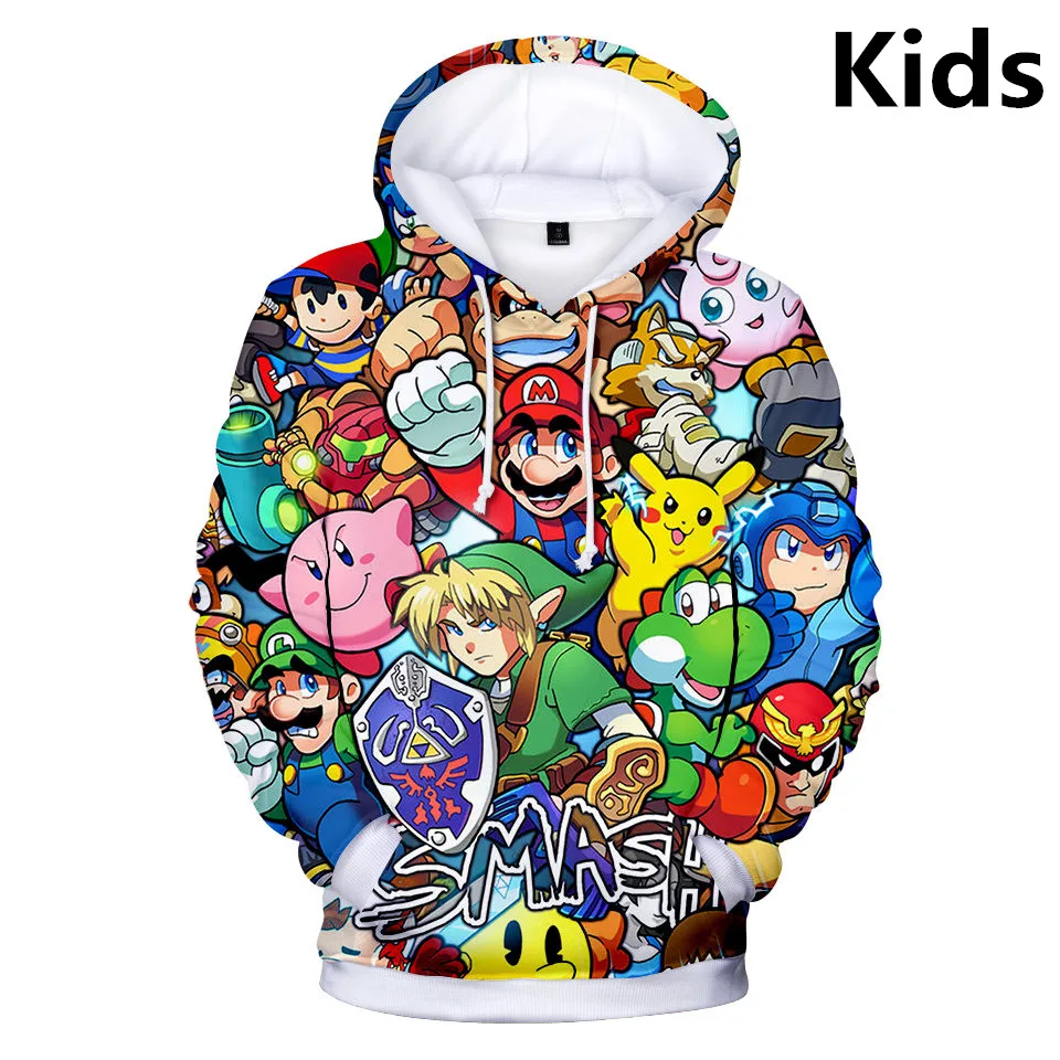 

2 To 13 Years Kids Hoodies Super Mario 3d Printed Hoodie Sweatshirt Boys Girls Harajuku Streetwear Jacket Coat Children Clothes