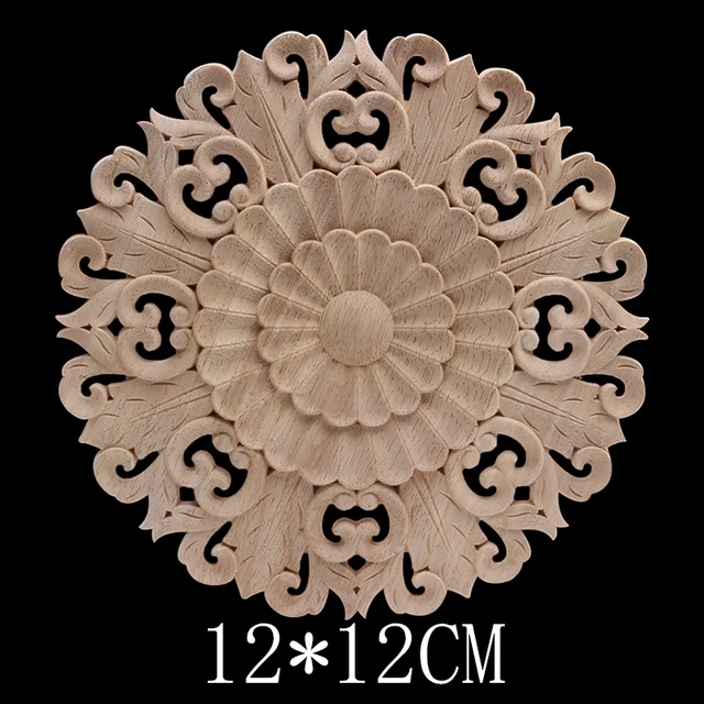 European Retro Floral Rose Wooden Furniture Decoration Accessories Cabinet Wood Decal Wood Craft Wood Applique Onlay Unpainted B136-3