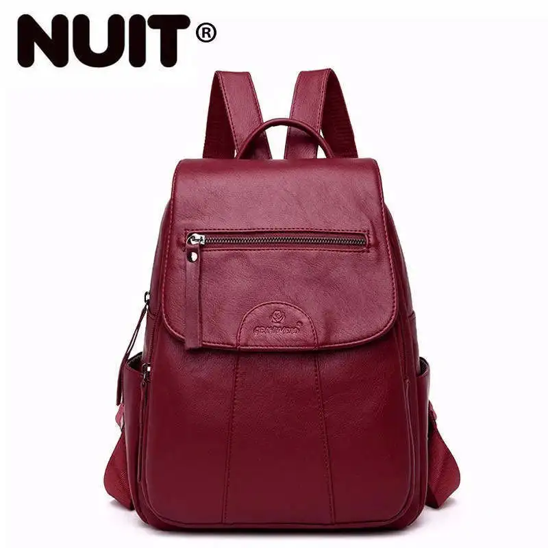 

Women Leather Backpacks High Quality Mochila Feminina Preppy Style School Bags For Girls Travel Casual Daypack Female Bagpack