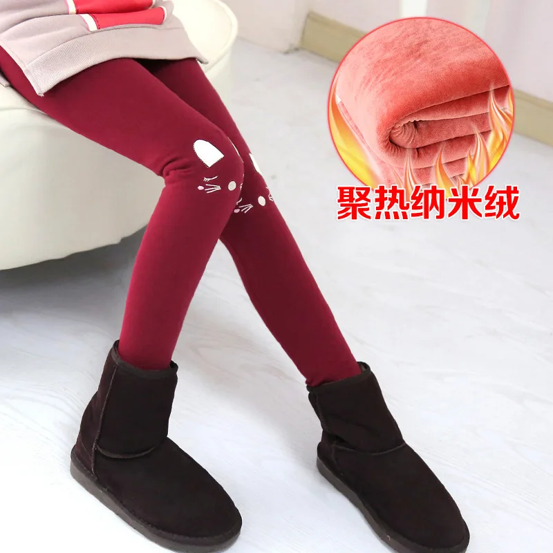 Girls Winter New Style Cotton-padded Trousers Three Layer Brushed And Thick Warm Trousers Childrenswear CHILDREN'S Leggings Boot