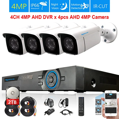 4 Bullet Camera TOPROHOIME h.265+ 4ch CCTV система 4MP 2592*1520 IP66 металлический антивандальный вход/наружная камера безопасности 8ch система видеонаблюдения - Цвет: 4 Bullet Camera