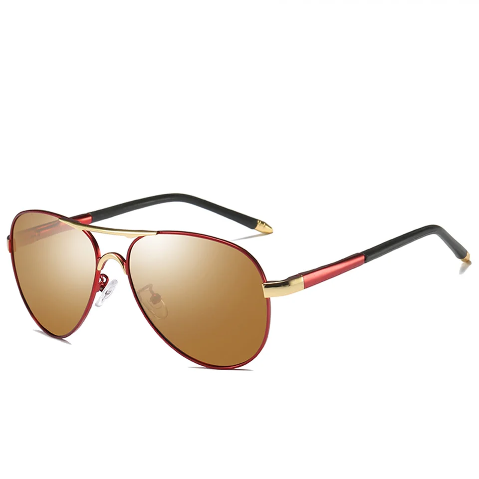 red brown ELITERA, мужские поляризованные солнцезащитные очки, оправа из сплава, солнцезащитные очки, очки для вождения пилота, мужские очки - Цвет линз: red brown