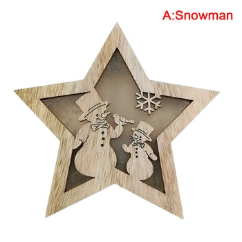

Christmas LED Wooden Glowing Star Pendant Ornament Tree Hanging Deer Snowman