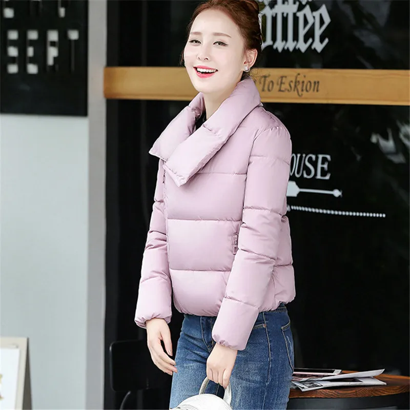 light pink Мода короткий параграф парка пальто для женщин плюс толстые Топы Осень Зима Новая черная оранжевая Корейская свободная теплая одежда LR584 - Цвет: light pink