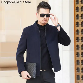 

Cashmere Jacket Male Middle Age Keep Warm Wool Coat 2020 Business Dad Set Up Collar Woolen Jacket