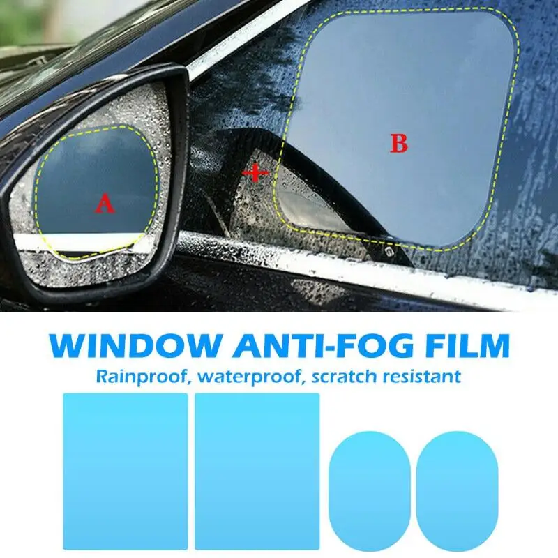 

4PCS/Set Anti Fog Car Mirror Window Clear Film Anti-Light Car Rearview Mirror Protective Film Waterproof Rainproof Car Sticker