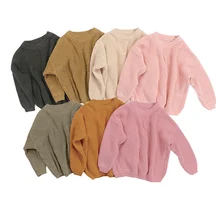 FOCUSNORM 0-5Y jesienno-zimowa dziewczynek chłopców sweter na drutach jednolity pulower z długim rękawem ciepłe stroje 9 kolorów tanie tanio COTTON Na co dzień Stałe REGULAR Dzieci Z okrągłym kołnierzykiem Unisex sweater Pełne NONE Dobrze pasuje do rozmiaru wybierz swój normalny rozmiar