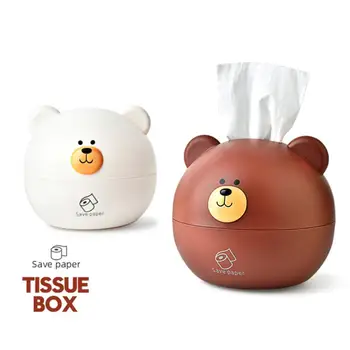 

Cute Bear Tissue Box Nordic Roll Paper Storage Box Round Shaped Tissue Box Container Towel Napkin Tissue Holder Home Decoration